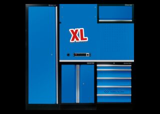 KING TONY - Medio mobiliario de taller opción izquierda azul acero inoxidable XL