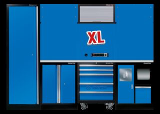 KING TONY - Mobiliario de taller 3 muebles azul "acero inoxidable" versión XL