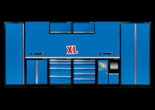KING TONY - Mobiliario de taller 4 muebles y armarios color azul "inoxidable XL