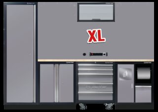 KING TONY - Mobiliario de taller 3 muebles - color gris versión XL