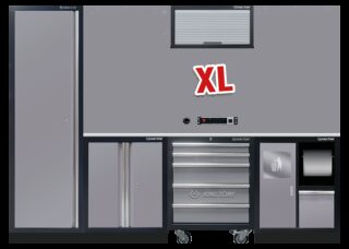 KING TONY - Mobiliario de taller 3 muebles gris "acero inoxidable" versión XL