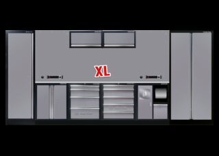 KING TONY - Mobiliario de taller 4 muebles y armarios color gris "inoxidable" XL