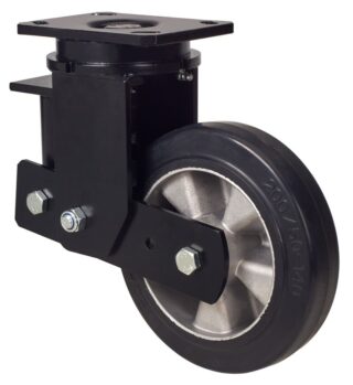 ALEX - RUEDA GIRATORIA.PLACA 10HLSB200-DEB SUSPENSION GOMA NEGRA ELASTICA EJE BOLAS