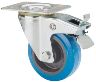 ALEX - RUEDA GIRATORIA.PLACA FRENO 121-200-3 POLIAMIX-GOMA AZUL SUPERELAST.RODILLOS