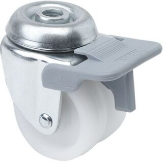 ALEX - RUEDA GIRATORIA.AGUJERO M10 FRENO 20IFNR50-I PLASTICO BLANCO(DOBLE) EJE LISO