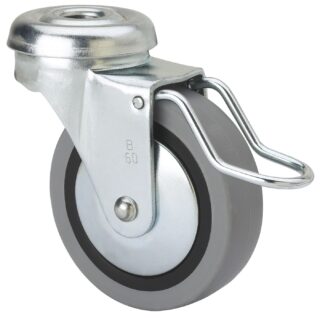 ALEX - RUEDA GIRATORIA.AGUJERO M10 FRENO VARIL.601-060-51 POLIAMIX-GOMA GRIS EJE LISO