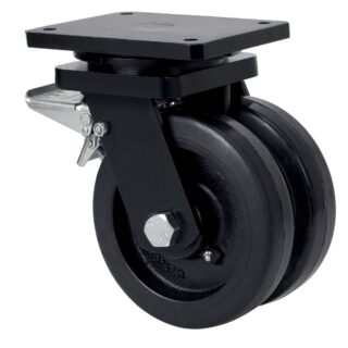 ALEX - RUEDA GIRATORIA.PLACA FRENO 10HLGFD250-HGB HIERRO-GOMA NEGRA NATURAL(DOBLE)BOL