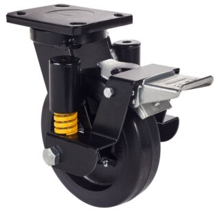 ALEX - RUEDA GIRATORIA.PLACA FR.10HLSEFN250-HGB SUSPENSION GOMA NEGRA NATURAL BOLAS