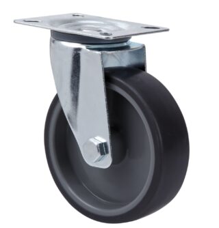 ALEX - RUEDA GIRATORIA.PLACA 124.1-200-1 POLIAMIX-GOMA GRIS EJE LISO