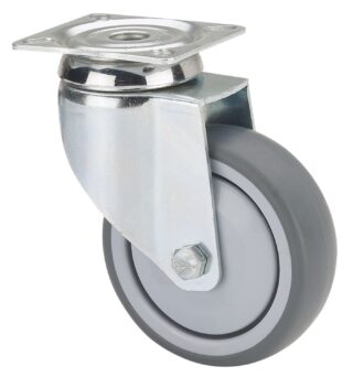 ALEX - RUEDA GIRATORIA.PLACA 300-125-1 CP POLIAMIX-GOMA GRIS EJE BOLAS