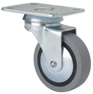 ALEX - RUEDA GIRATORIA.PLACA 601-060-1 POLIAMIX-GOMA GRIS EJE LISO