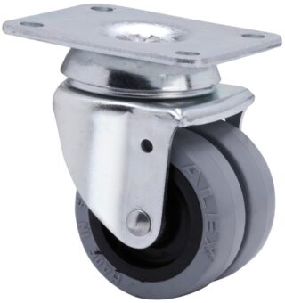 ALEX - RUEDA GIRATORIA.PLACA 10IR50-PGI POLIAMIX-GOMA GRIS (DOBLE) EJE LISO