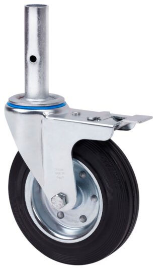 ALEX - RUEDA GIRATORIA.ANDAMIO FRENO 30ZVAFD200-BSR METALICO-GOMA NEGRA EJE RODILLOS