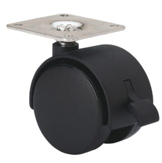 ALEX - RUEDA GIRATORIA.PLACA FRENO 420-040-3 NYLON NEGRO EJE LISO