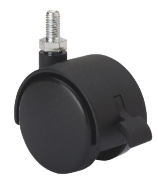 ALEX - RUEDA GIRATORIA.ESPIGA ROSCADA M8x15 FRENO 420-050-71 NYLON NEGRO EJE LISO