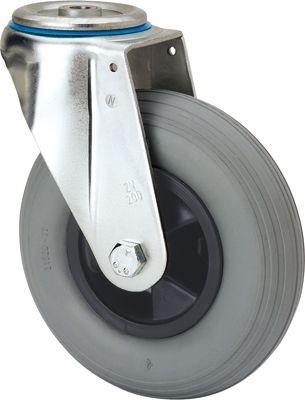 ALEX - RUEDA GIRATORIA.AGUJERO M12 20ZV200-EP POLIP.-IMPINCHABLE GRIS EJE LISO
