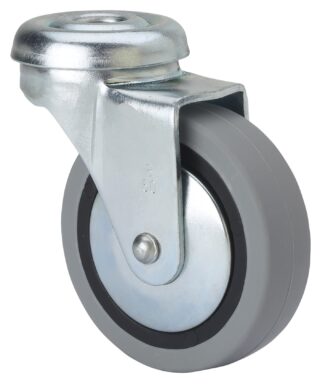 ALEX - RUEDA GIRATORIA.AGUJERO M8 601-040-4 POLIAMIX-GOMA GRIS EJE LISO