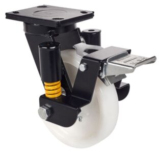 ALEX - RUEDA GIRATORIA.PLACA FRENO 10HLSEFN150-FTB SUSPENSION NYLON BLANCO EJE BOLAS