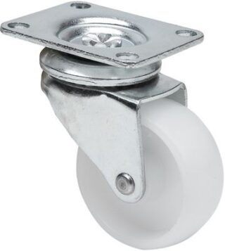 ALEX - RUEDA GIRATORIA.PLACA 10ZR40-BP PLASTICO BLANCO EJE LISO