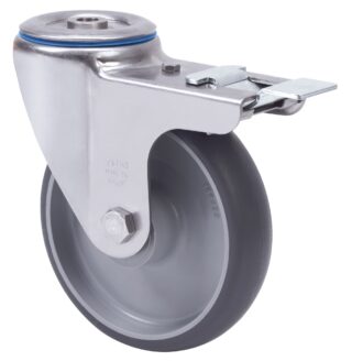 ALEX - RUEDA GIRATORIA.AGUJ.M12 FR.INOX.20ZVLIFD125-PGZN POLIAMIX-GOMA GR.INYECT.LISO