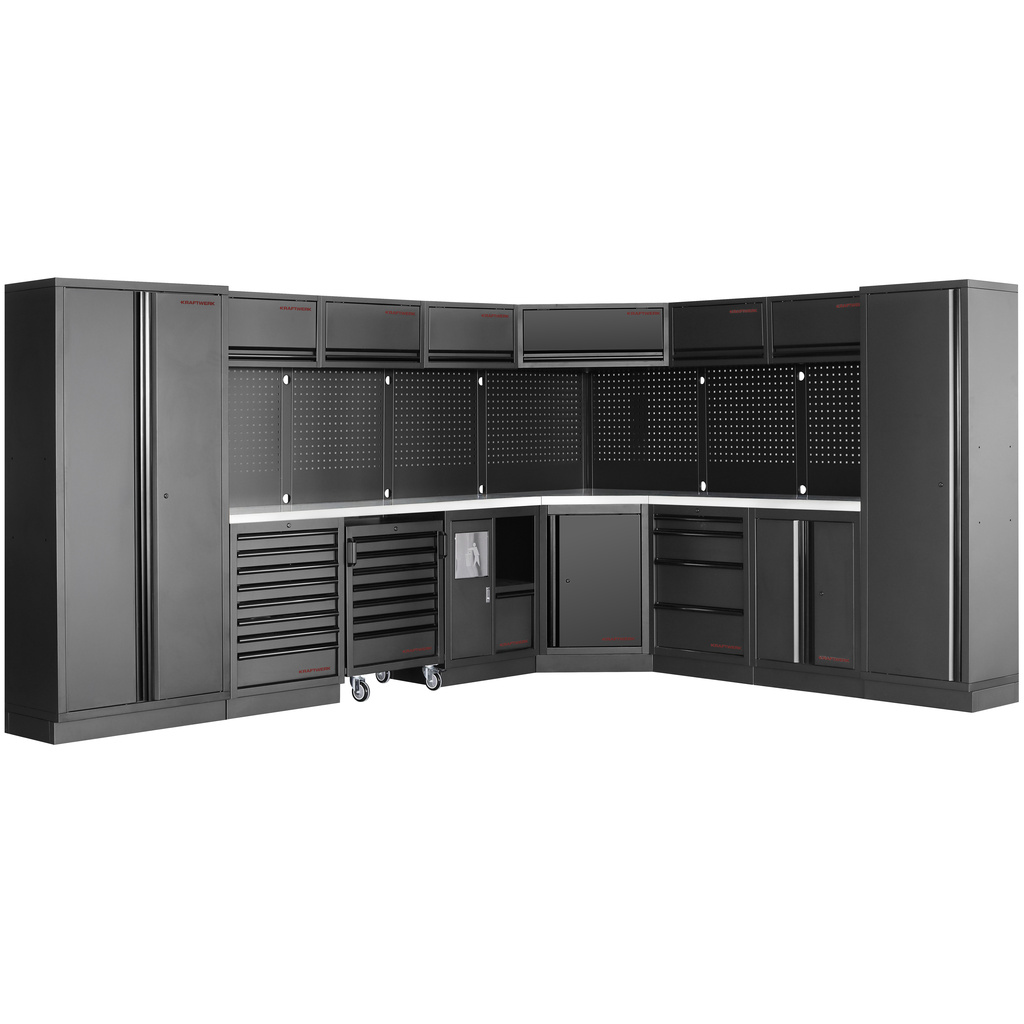 KRAFTWERK - MOBILIO BLK mueble modular 8 elementos (1 esquina), Encimera Acero inoxidable