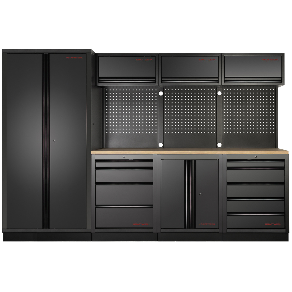 KRAFTWERK - MOBILIO-EX BLK Mueble modular 4 elementos, 2 Puertas, Encimera Haya