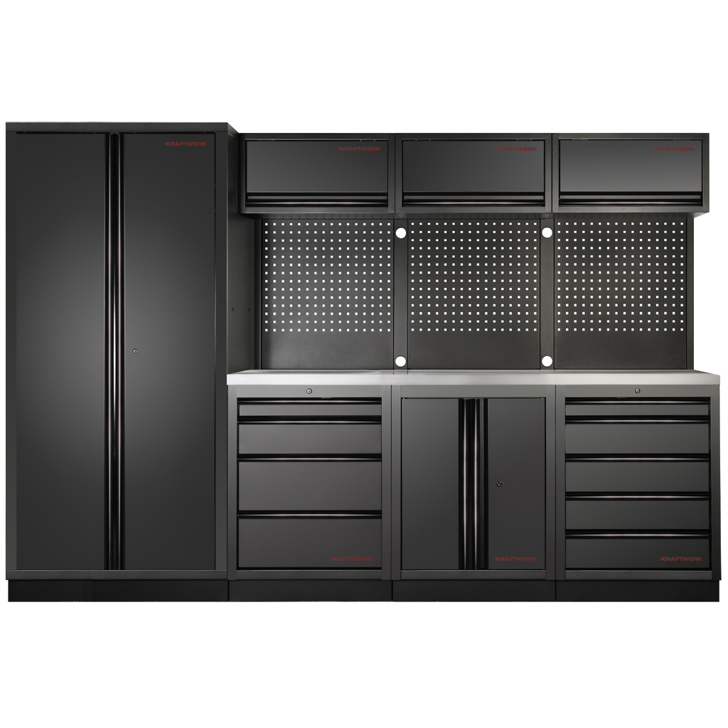 KRAFTWERK - MOBILIO BLK Mueble modular 4 elementos, 2 Puertas, Encimera Acero Inoxidable