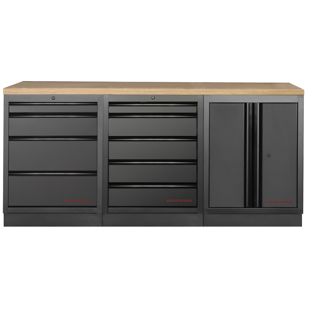 KRAFTWERK - MOBILIO BLK Mueble modular 3 elementos, Encimera Haya