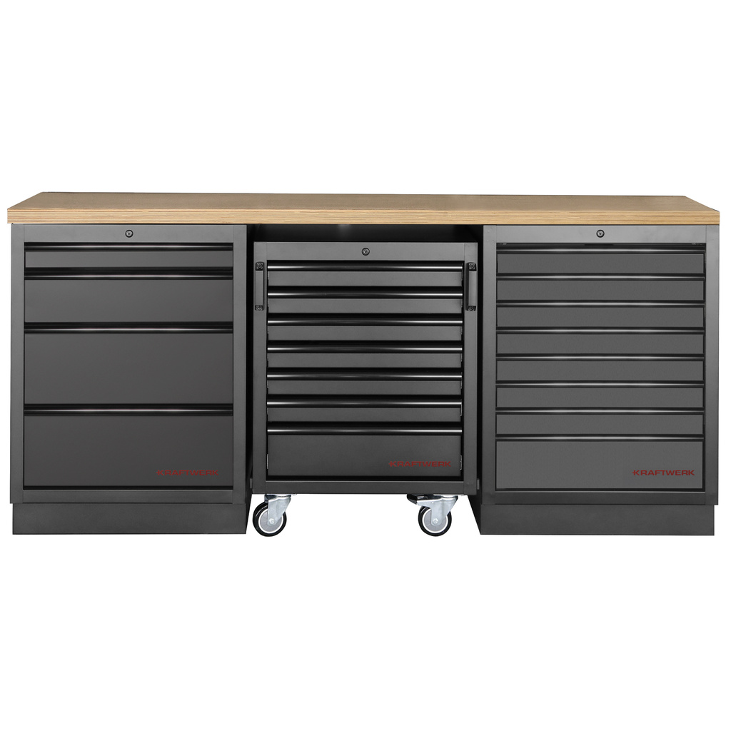 KRAFTWERK - MOBILIO BLK Mueble modular 3 elementos, Encimera Haya