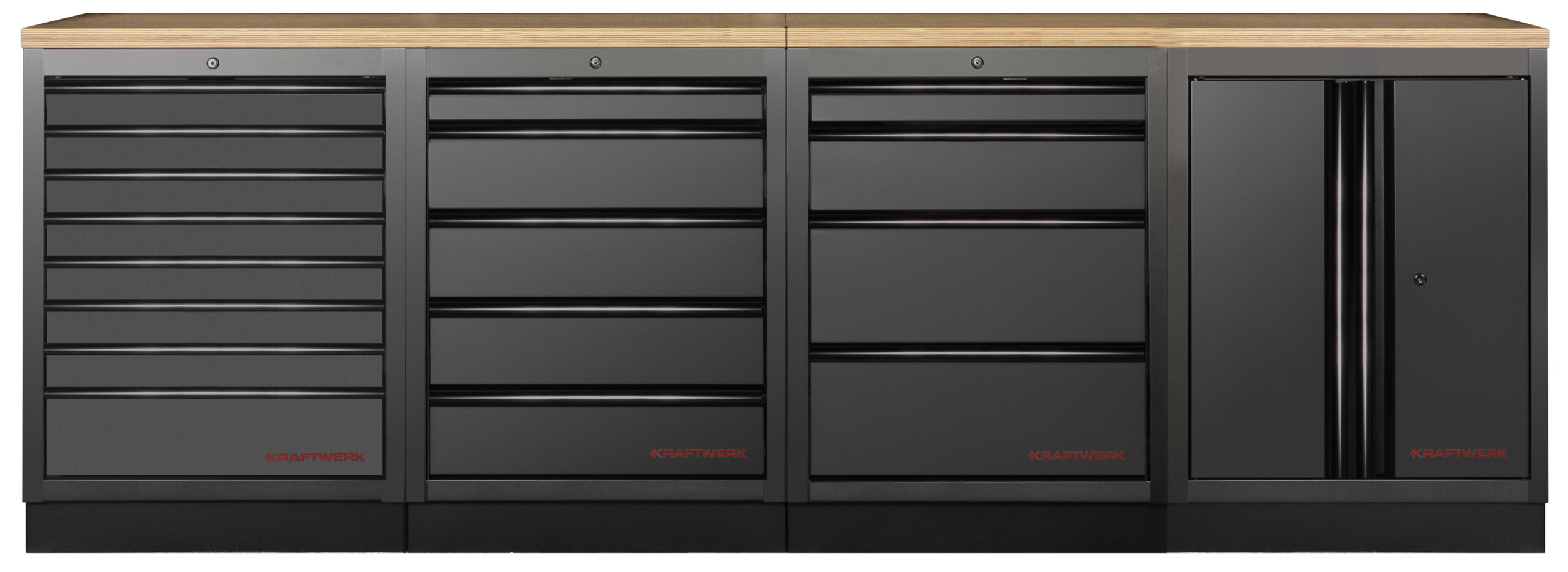 KRAFTWERK - MOBILIO BLK Mueble modular 4 elementos, Encimera Haya