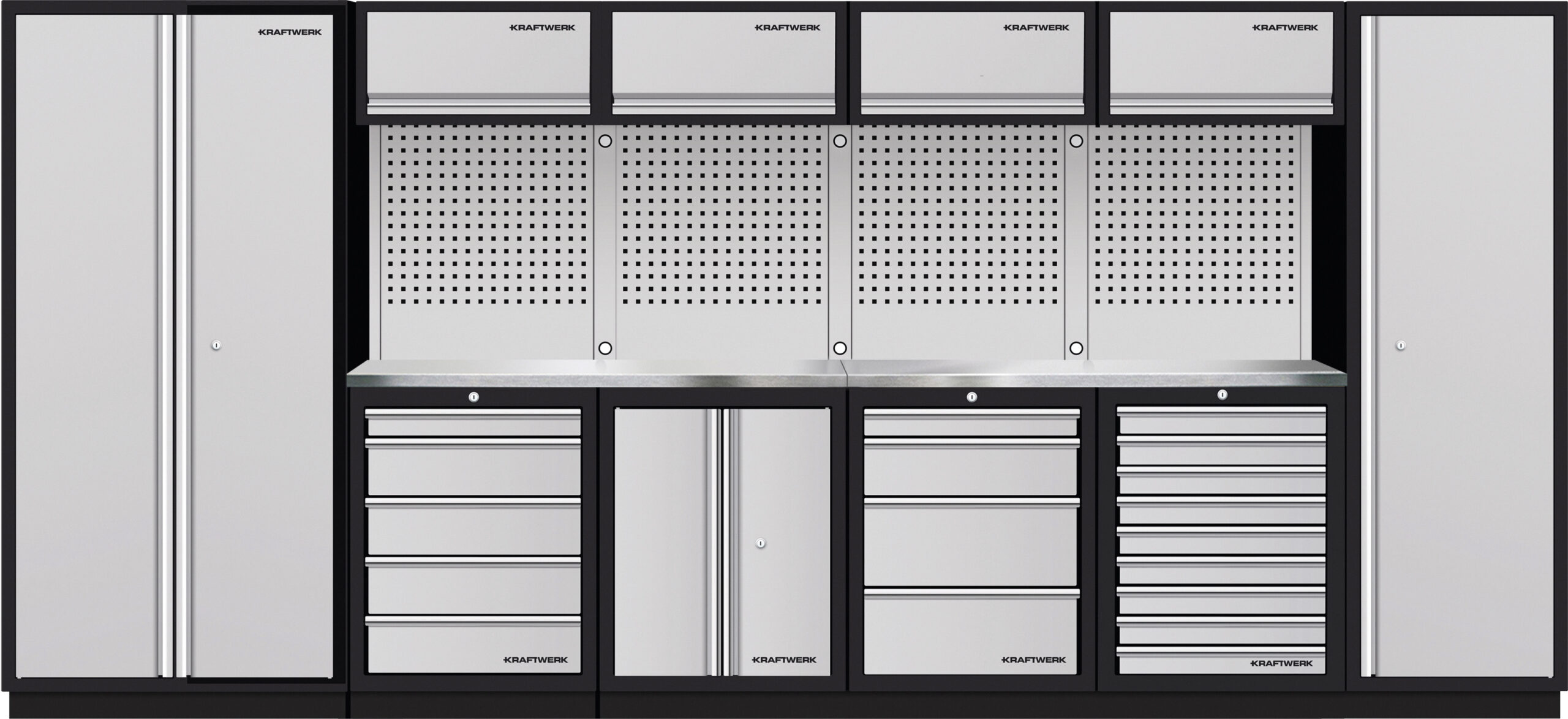 KRAFTWERK - MOBILIO Mueble modular 6 elementos, 2000x2955x488 Encimera Acero Inox.