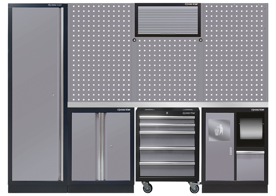 KING TONY - Mobiliario de taller 3 muebles gris "acero inoxidable"