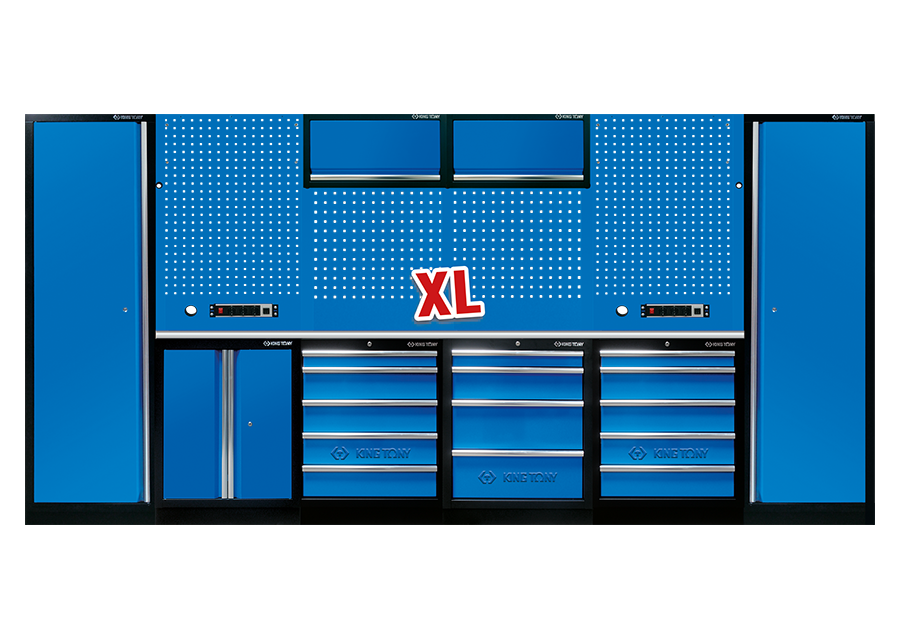 KING TONY - Mobiliario de taller completo color azul "acero inoxidable"versión XL