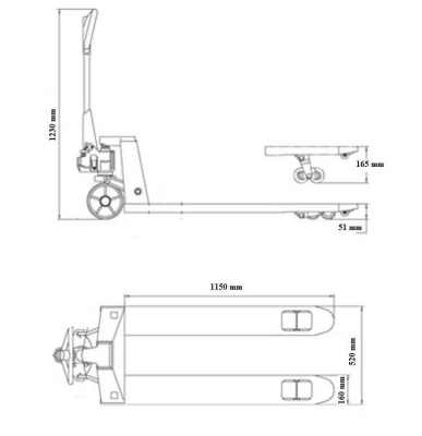 NOVODINAMICA - TRANSPALETA MANUAL P/2000 KG. EXTRAPLANA - Imagen 2