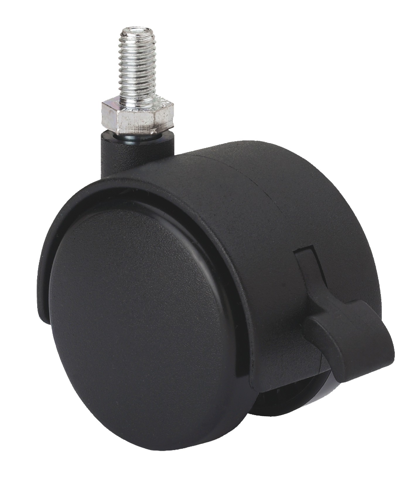 ALEX - RUEDA GIRATORIA.ESPIGA ROSCADA M8x15 FRENO 420-050-71 NYLON NEGRO EJE LISO
