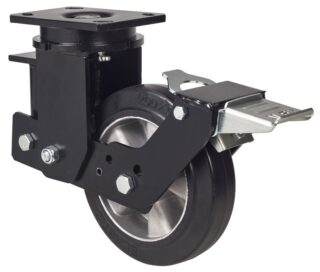 ALEX - RUEDA GIRATORIA.PLACA FR.10HLSBFN160-DEB SUSPENSION GOMA NEGRA ELASTICA BOLAS