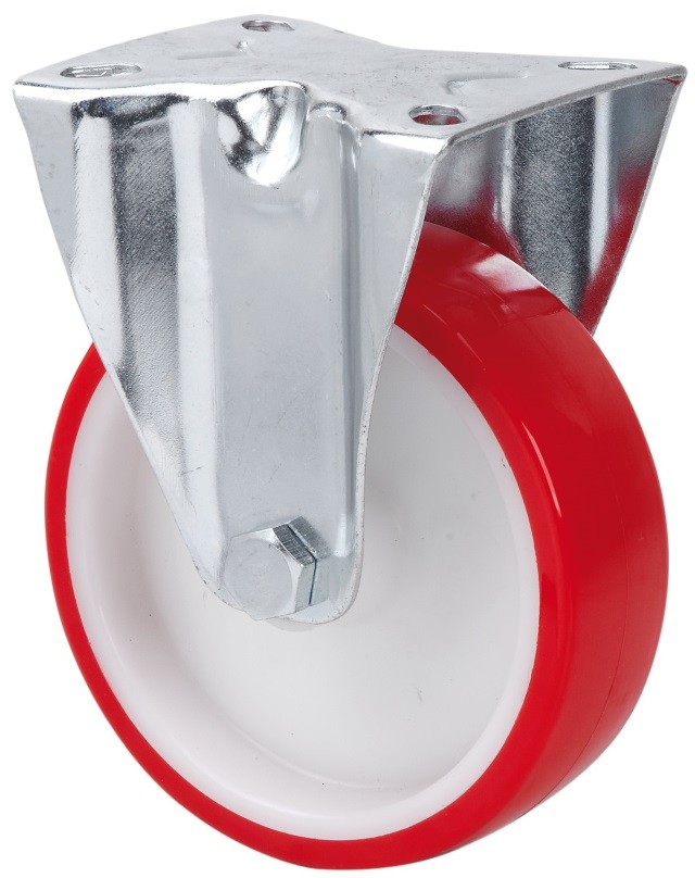 ALEX - RUEDA FIJA 140.1-160-2 NYLON BLANCO-POLIUR.ROJO EJE LISO