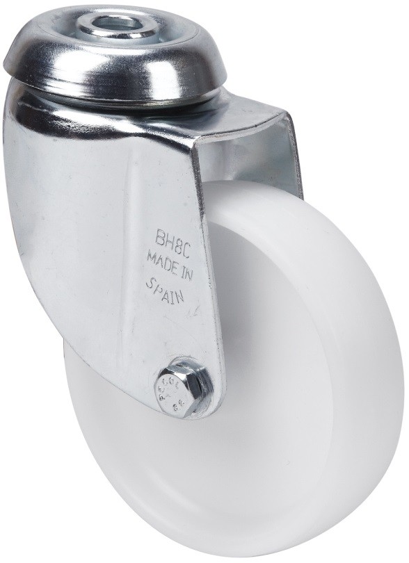 ALEX - RUEDA GIRATORIA.AGUJERO M10 20BH100-SL PLASTICO BLANCO EJE LISO