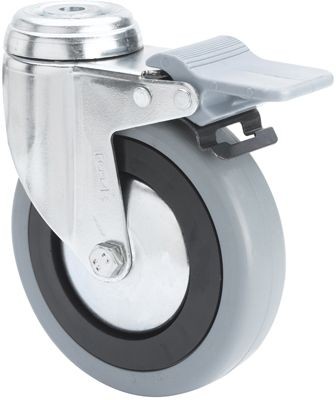 ALEX - RUEDA GIRATORIA.AGUJERO M10 FRENO 20BHAFD125CP-PGAN POLIAMIX-GOMA GRIS LISO