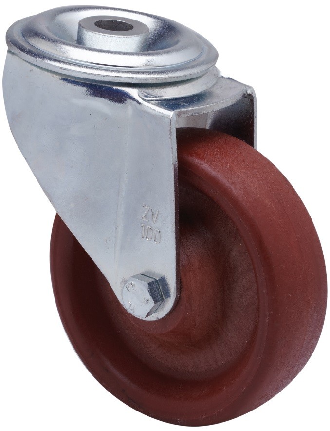 ALEX - RUEDA GIRATORIA.AGUJERO M10 20ZVL80-TD RESINA MARRON EJE LISO