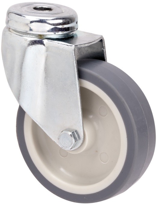 ALEX - RUEDA GIRATORIA.AGUJERO M10 401-050-4 POLIAMIX-GOMA GRIS EJE LISO
