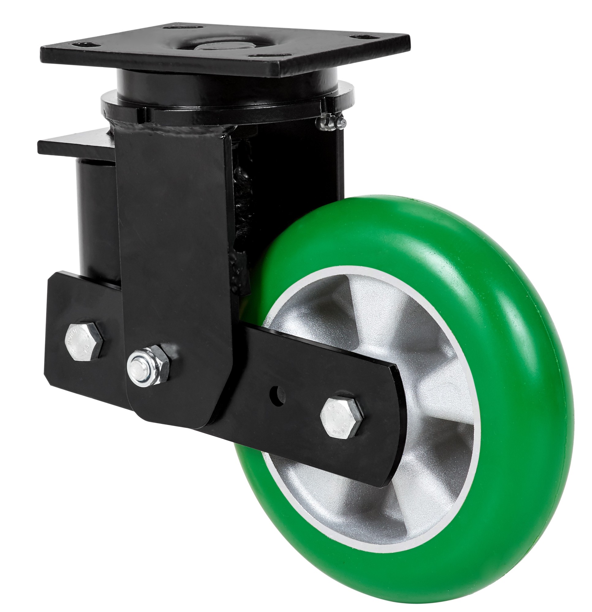 ALEX - RUEDA GIRATORIA.PLACA 10HLSB160-AUAGB SUSPENSION POLIUR.VERDE EJE BOLAS BALONA