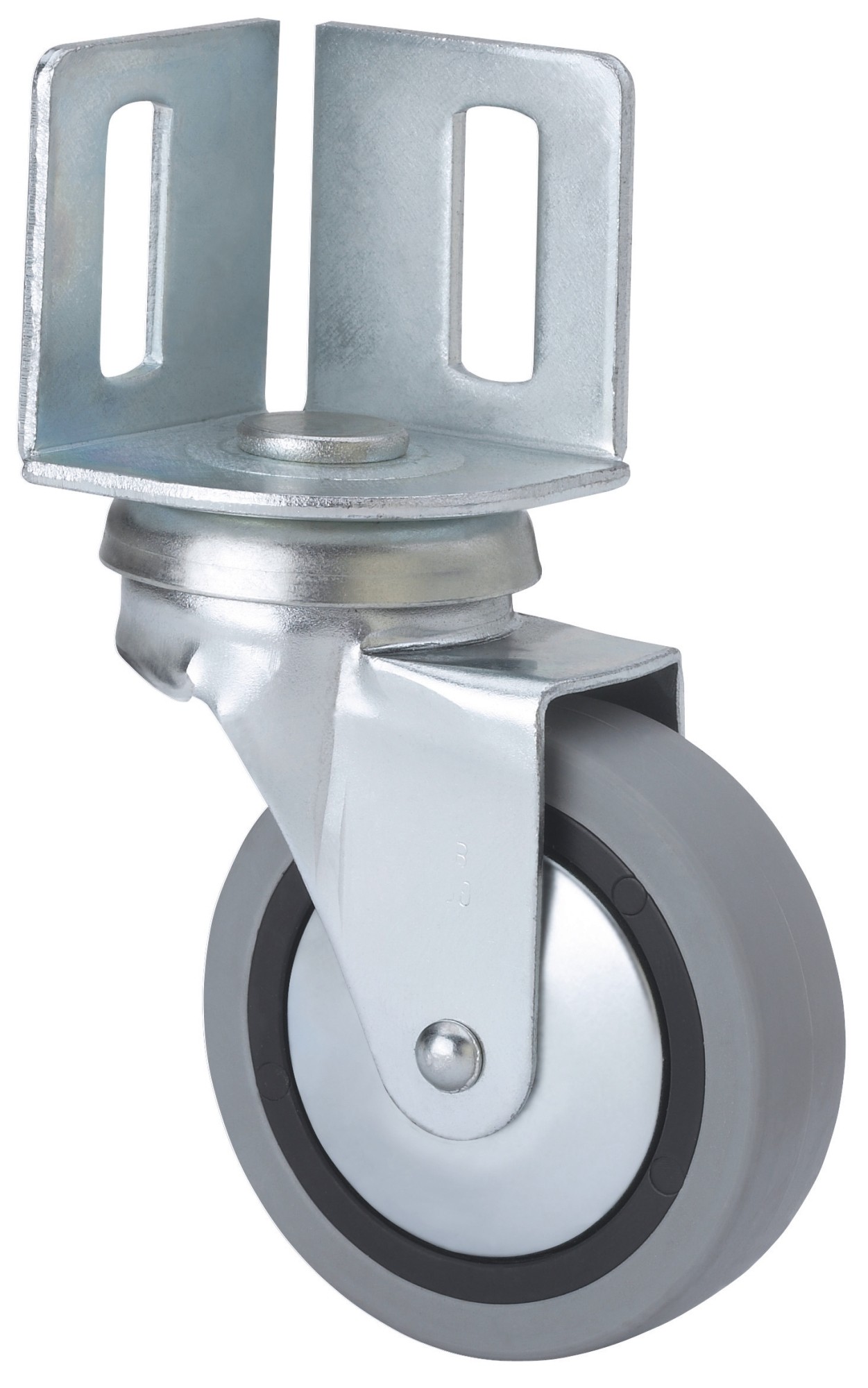 ALEX - RUEDA GIRATORIA.PLETINA ANGULAR 16BSR40-PGI POLIAMIX-GOMA GRIS EJE LISO