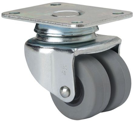 ALEX - RUEDA GIRATORIA.PLACA 10IBSR40-PGI POLIAMIX-GOMA GRIS (DOBLE) EJE LISO