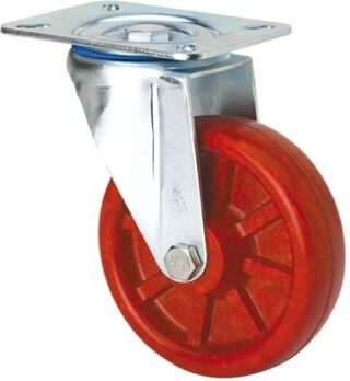 ALEX - RUEDA GIRATORIA.PLACA INOX.10ZVI100-TD RESINA MARRON EJE LISO