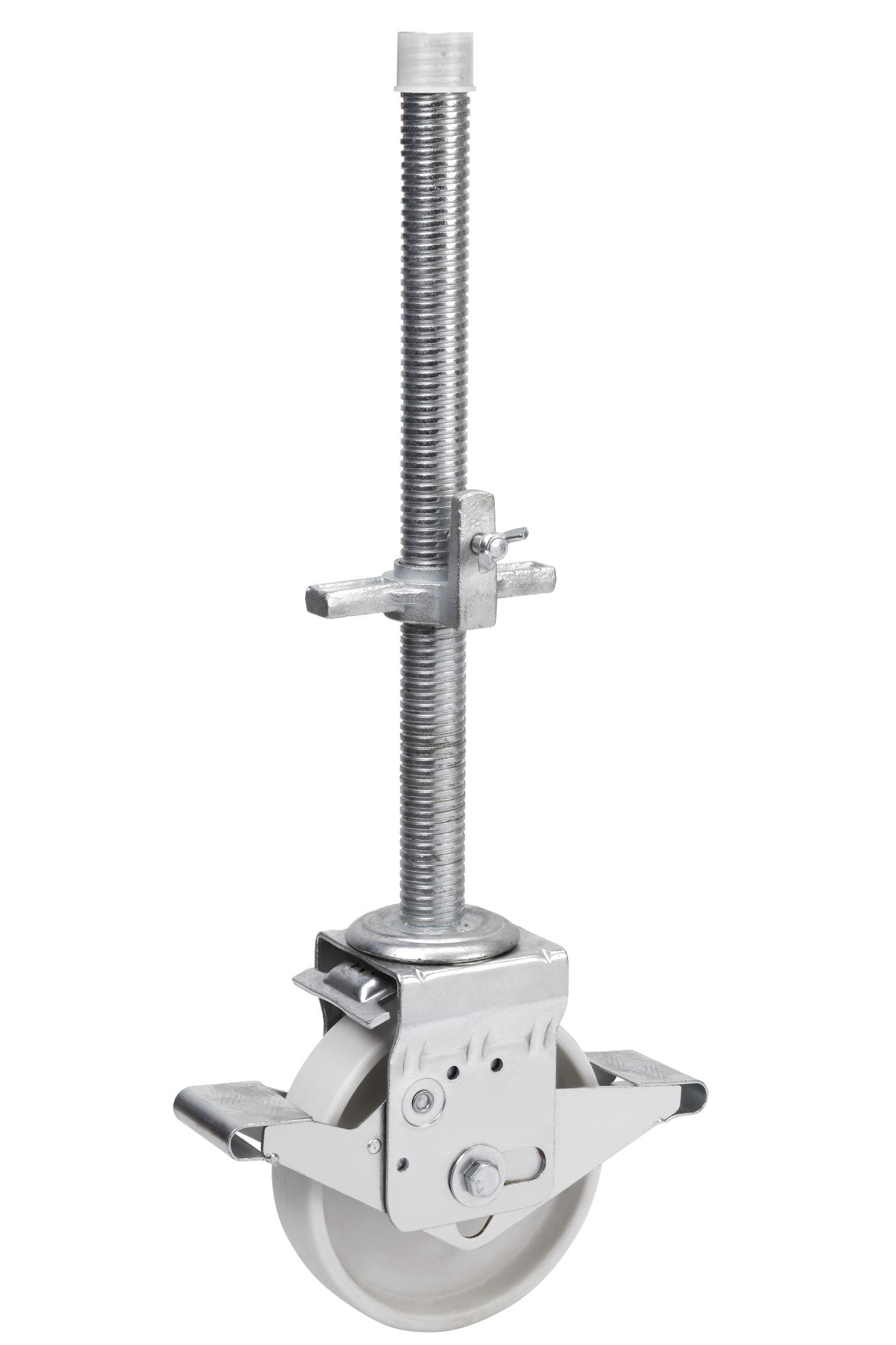 ALEX - RUEDA GIRATORIA.ESPIGA ROSCADA M40x500 FR.50TCFD200-TN NYLON BLANCO EJE LISO
