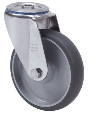 ALEX - RUEDA GIRATORIA.AGUJERO M12 INOX.20ZVLI100-PGZN POLIAMIX-GOMA GRIS INYECT.LISO