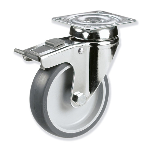GAYNER - Rotante inox girt d.125 Caucho con freno BIPG3 125 PCL3-FD