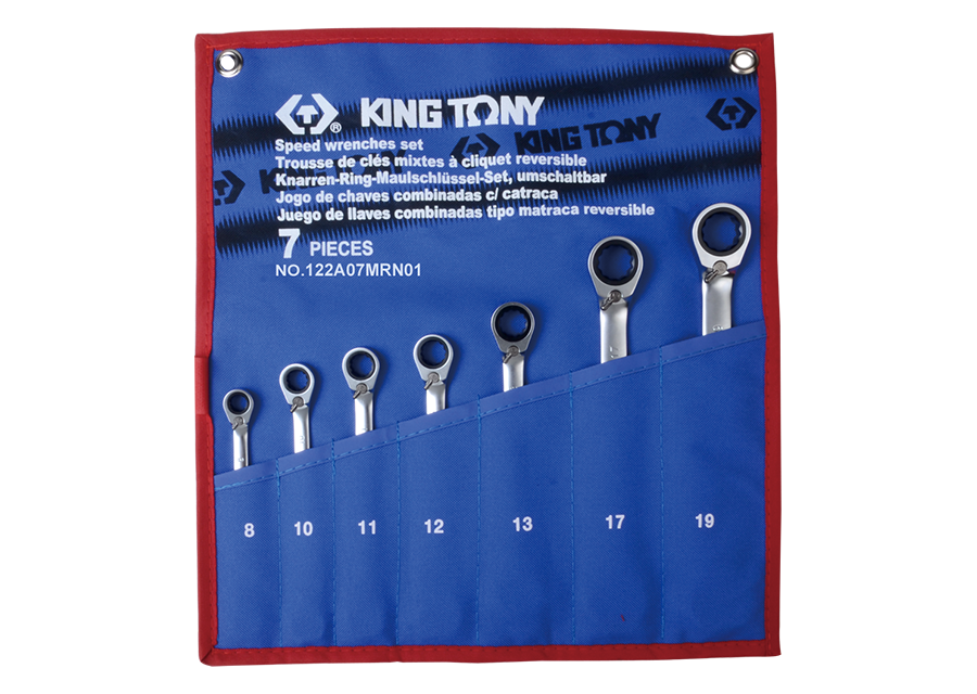 KING TONY - Juego Llaves Combinadas con Carraca Reversibles - 7 Pzas