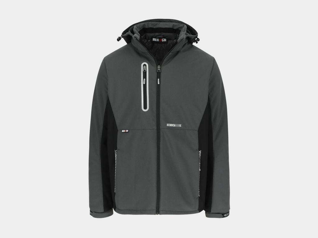 Herock - CHAQUETA TARIS - L GRIS ANTRACITA/NEGRO Tejido laminado: 300 g/m² - Exterior: 100% poliéster Ripstop con estiramiento mecánico - Interior: 100% microfelpa de poliéster - Acolchado: 100% poliéster - Forro: 100% poliéster - Forro interior reflectante de calor: 100% malla de poliéster